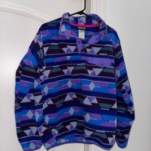 Patagonia Purple and Blue Patterned Fleece Pullover